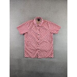 Noah NYC Shirt Mens Medium Pink and Black Polka Dot Short Sleeve Button Down‎